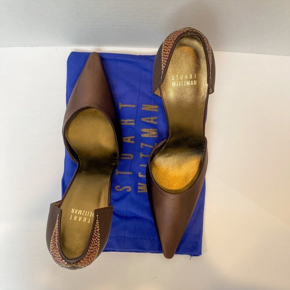 STUART WEITZMAN BROWN BEADED HEELS - Picture 4 of 7